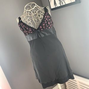 Cute stretch Pin-up, retro cherry print and mesh Dress, Empire waist Cute! 🍒🖤